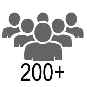A group of people with the words 200 plus.